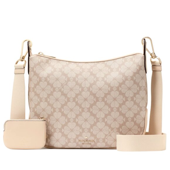 New Kate Spade Signature Spade Flower Large Crossbody Dark Beige Multi - Picture 1 of 5
